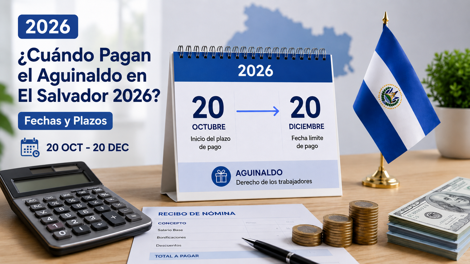 Calendario con las fechas de pago del aguinaldo en El Salvador
